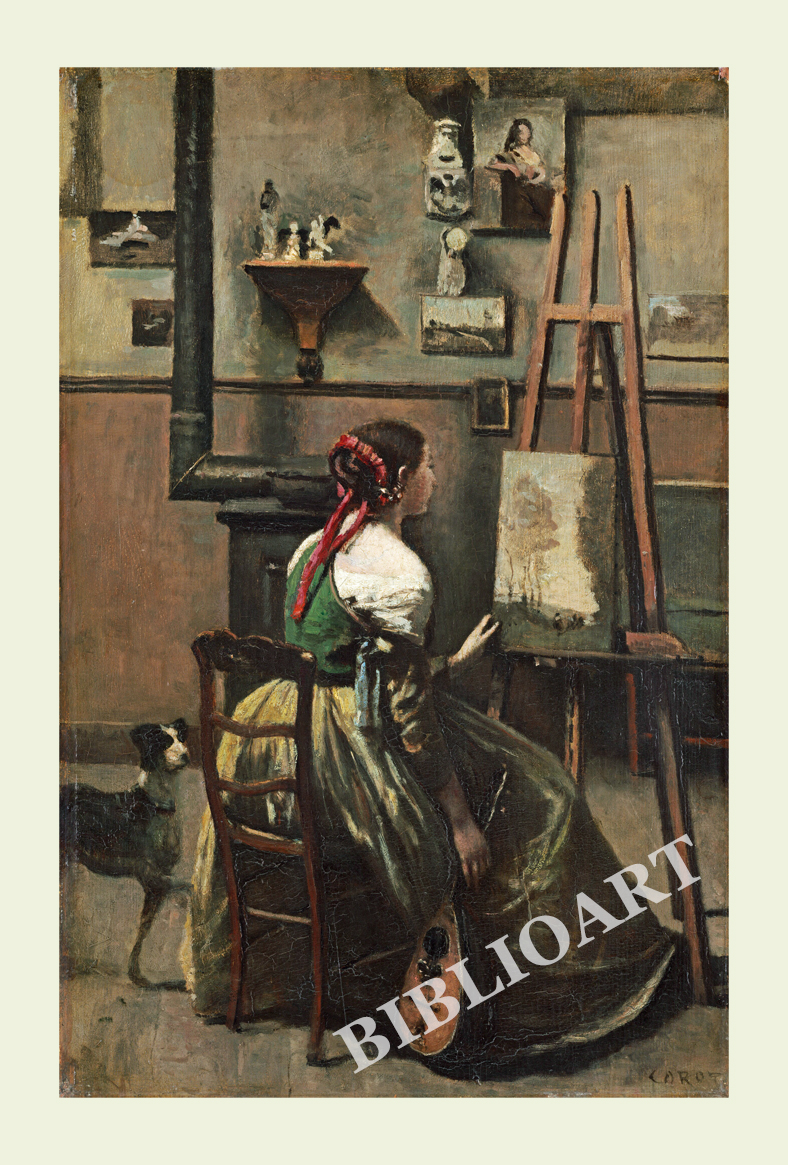 R[-Woman Seated Before an Easel, a Mandolin in her Hand