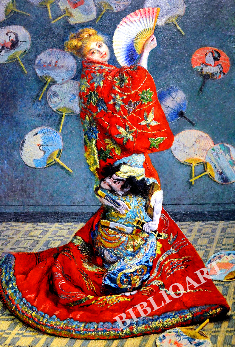 ruI|-l-Madame Monet (Camille Doncieux) wearing a kimono(1875j