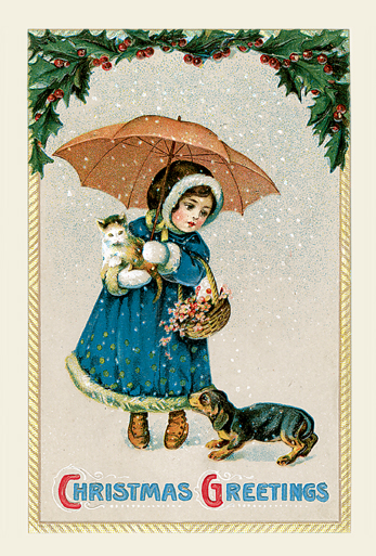 クリスマスカード−子どもと動物